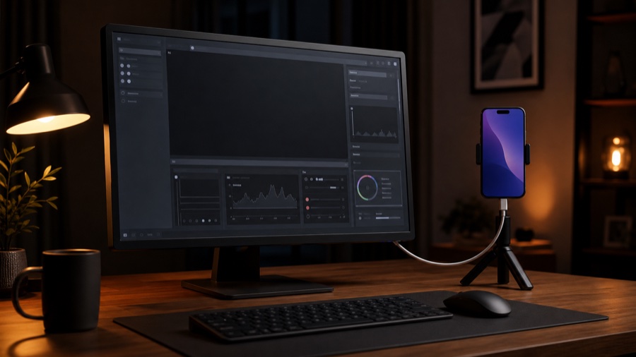 Computador com o programa do LenteCam instalado